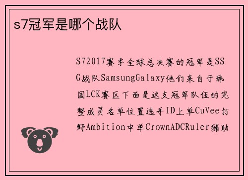s7冠军是哪个战队